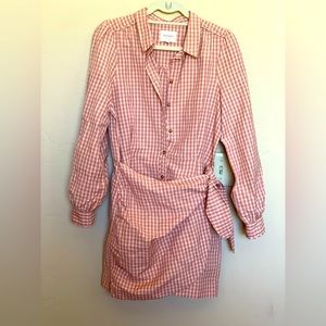 Sezane Capri dress, size 40 dusty rose plaid